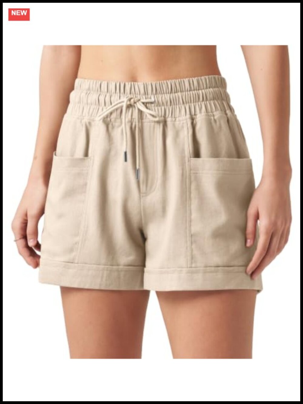 Linen Blend Wide-Leg Casual Shorts with Pockets